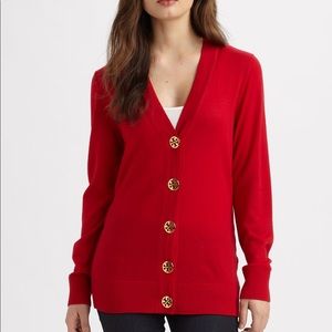 100% Wool Tory Burch Cardigan, Gold Buttons